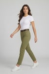 Kadın Kemerli Yüksek Bel Skinny Pantolon M5306-1 Haki
