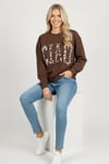Kadın Leopar Baskılı Sweatshirt M2343 Kahve
