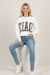 Kadın Leopar Baskılı Sweatshirt M2343 Beyaz