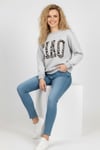 Kadın Leopar Baskılı Sweatshirt M2343 Gri