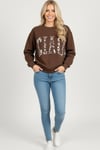 Kadın Leopar Baskılı Sweatshirt M2343 Kahve