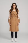 Kadın Nakış Detaylı Kemerli Trençkot M87121 Camel