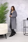 Tüylü Kuşaklı Kaşe Kaban M3403 Gri