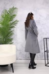 Tüylü Kuşaklı Kaşe Kaban M3403 Gri