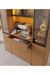  MaceraMobilya Çok Amaçlı Dolap Bambu Maxi Komple MDF LED Aydınlatmalı Kahve Köşesi
