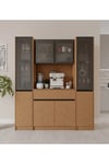  MaceraMobilya Çok Amaçlı Dolap Bambu Maxi Komple MDF LED Aydınlatmalı Kahve Köşesi