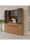  MaceraMobilya Çok Amaçlı Dolap Bambu Maxi Komple MDF LED Aydınlatmalı Kahve Köşesi