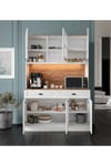  MaceraMobilya Çok Amaçlı Dolap Efes Kahve Köşesi - 140 cm MDF, LED Aydınlatmalı, Çok Amaçlı Mutfak ve Airfryer Dolabı (Ofis ve Ev)