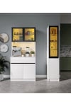  MaceraMobilya Çok Amaçlı Dolap Lotus Midi Sağ Vitrinli Kahve Köşesi Komple MDF LED Mutfak Dolabı