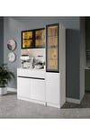  MaceraMobilya Çok Amaçlı Dolap Lotus Midi Sağ Vitrinli Kahve Köşesi Komple MDF LED Mutfak Dolabı