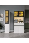  MaceraMobilya Çok Amaçlı Dolap Lotus Midi Sağ Vitrinli Kahve Köşesi Komple MDF LED Mutfak Dolabı