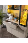 MaceraMobilya Çok Amaçlı Dolap Viona Kum Beji Midi Sağ Vitrinli Komple MDF LED Aydınlatmalı Kahve Köşesi