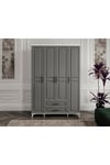  MaceraMobilya Dolap ve Gardırop %100 MDF 4 Kapaklı Antrasit Beyaz Gardırop - MDF Dolap - Elbise Dolabı - Yatak Odası Dolabı - Elbise Dolabı