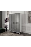  MaceraMobilya Dolap ve Gardırop %100 MDF 4 Kapaklı Antrasit Beyaz Gardırop - MDF Dolap - Elbise Dolabı - Yatak Odası Dolabı - Elbise Dolabı