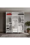  MaceraMobilya Dolap ve Gardırop Milas 6 Kapaklı Komple MDF Ayaklı Yüklüklü Gardırop Yatak Odası Dolabı - Elbise Dolabı