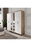  MaceraMobilya Yatak Odası Takımı Paris 6 Kapaklı Komple MDF Atlantik Çam-Beyaz Yatak Odası Takımı
