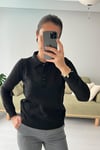 Delikli Siyah İnce Kazak