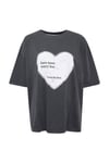 Kalp Baskılı Oversize T-shirt