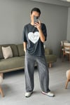 Kalp Baskılı Oversize T-shirt