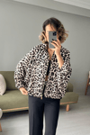 Leopar desenli saten ceket