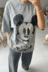 Mickey Baskılı Oversize T-shirt