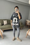 Mickey Baskılı Oversize Tişört