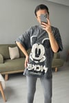 Mickey Baskılı Oversize Tişört