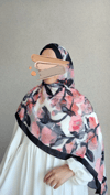 Çiçek Fırçası Desen Pamuklu Şal-Siyah Pembe