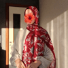 Ebru Desen Pamuklu Şal-Bordo