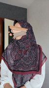 Etnik Desen Büyük Boy Eşarp-Bordo