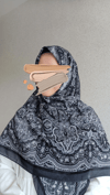 Etnik Desen Büyük Boy Eşarp-Siyah