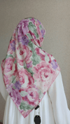 Gül Desen Pamuklu Soft Eşarp-Pembe