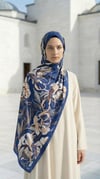 Kamelya Desen Pamuklu Soft Şal-Lacivert