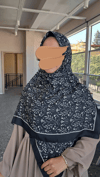 Lâlezar Desen Pamuklu Eşarp-Siyah