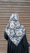 Ortanca Desen Bambu Eşarp-Siyah