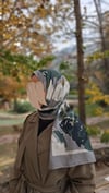 Şakayık Desen Pamuklu Şal-Gri Yeşil