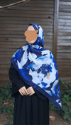 Şakayık Desen Pamuklu Şal-Lacivert