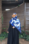 Şakayık Desen Pamuklu Şal-Lacivert