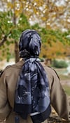 Şakayık Desen Pamuklu Şal-Siyah Beyaz