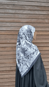 Yaprak Desen Bambu Eşarp-Siyah 