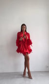Diana Kırmızı Tüylü Premium Saten Sabahlık
