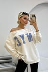 AÇIK KAYIK YAKA NYC BASKILI SWEATSHIRT
