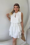 FIRFIRLI KISA ELBİSE EKRU