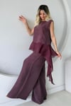 GARNİLİ MODAL BLUZ PANTOLON TAKIM BORDO