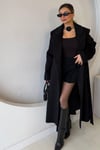 KUŞAKLI KAŞE UZUN KABAN SİYAH