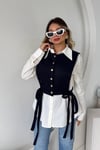 LACİVERT ÖRME YELEKLİ GÖMLEK İKİLİ TAKIM