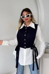 LACİVERT ÖRME YELEKLİ GÖMLEK İKİLİ TAKIM