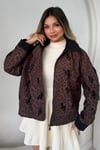 LEOPAR DESENLİ BONCUK İŞLEMELİ BOMBER