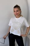 MİDYE DESENLİ İNCİLİ CROP TSHİRT