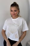 MİDYE DESENLİ İNCİLİ CROP TSHİRT